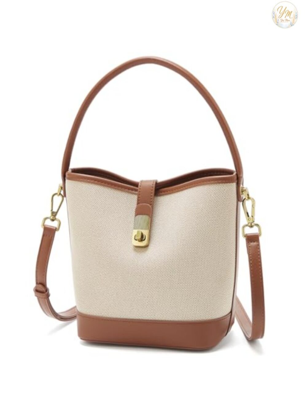 Coated Canvas Bucket Crossbody Bag with Twist Lock, Women's Purse